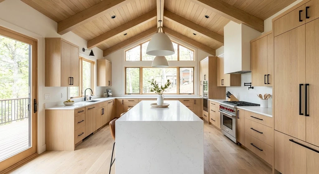 Architectural Rendering of a Modern Custom ADU Interior with Timber Accents