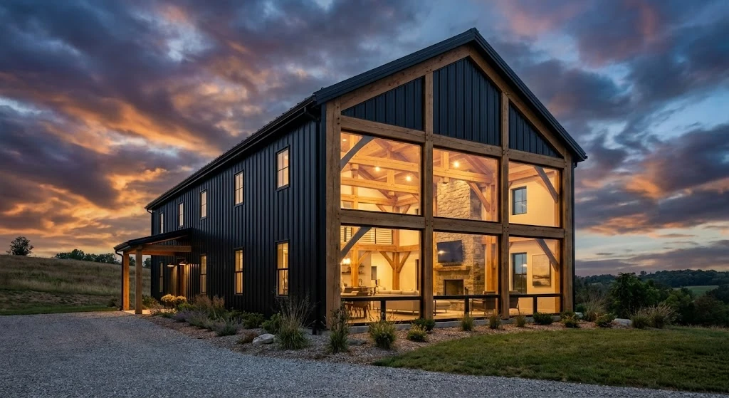 Luxury Custom Barndominium with Modern Timber Interior in Northern Virginia
