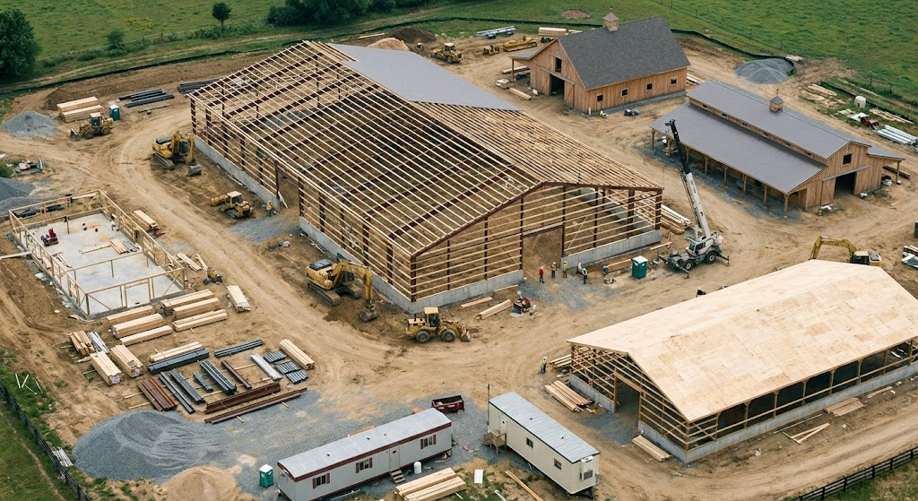 Luxury Timber Frame Interior of a Custom Horse Stable with Advanced Ventilation