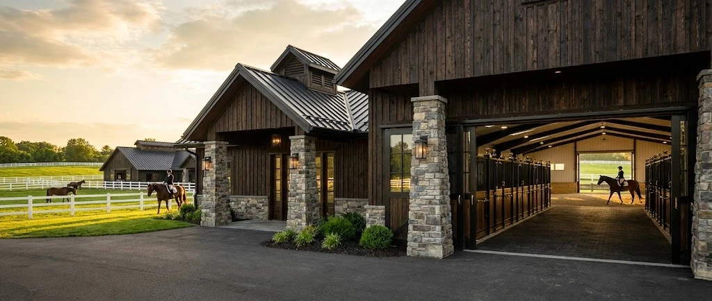 Professional Equestrian Facility with Advanced Stables and Arena Construction in Virginia