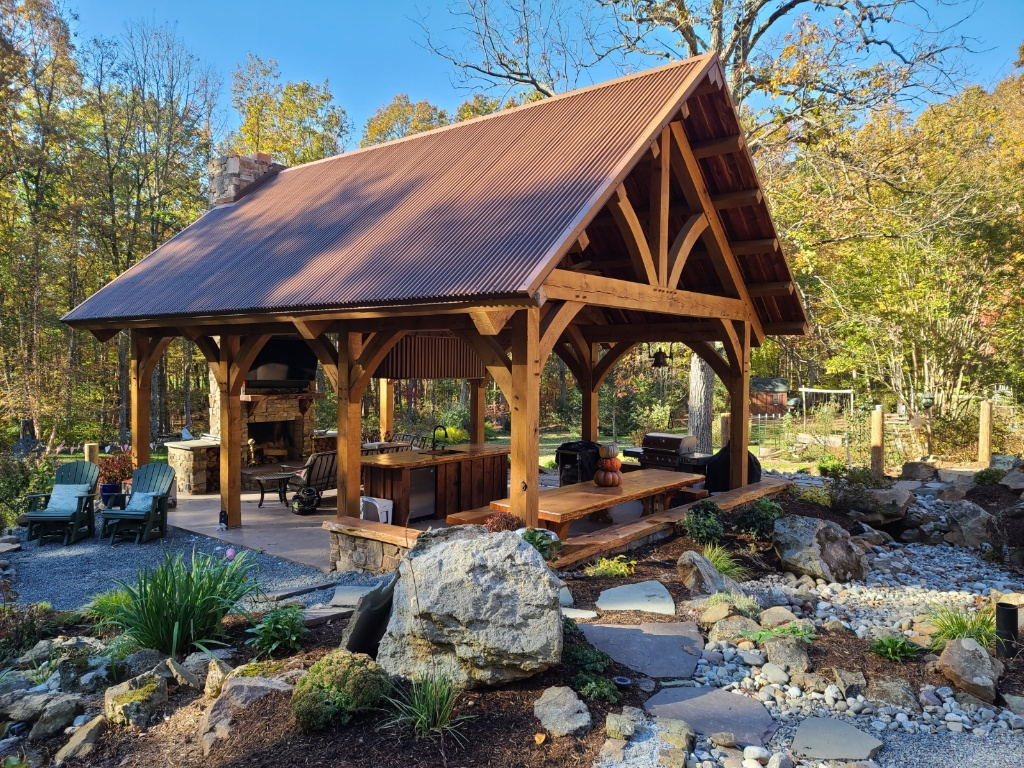 Custom Timber Frame Pavilion and Outdoor Living Space in Northern VA
